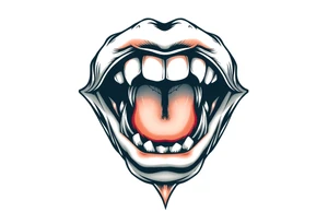 A set of lips snarling with 50cal round between teeth tattoo idea