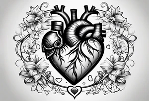 heart with four wheels in it tattoo idea