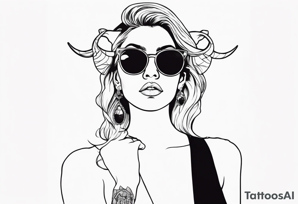 woman with big titts, capricorn with sunglasses tattoo idea