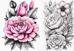 Flowers pink sleeve tattoo idea