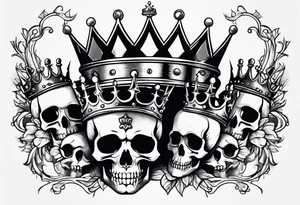 A pointy evil crown with skulls on it tattoo idea