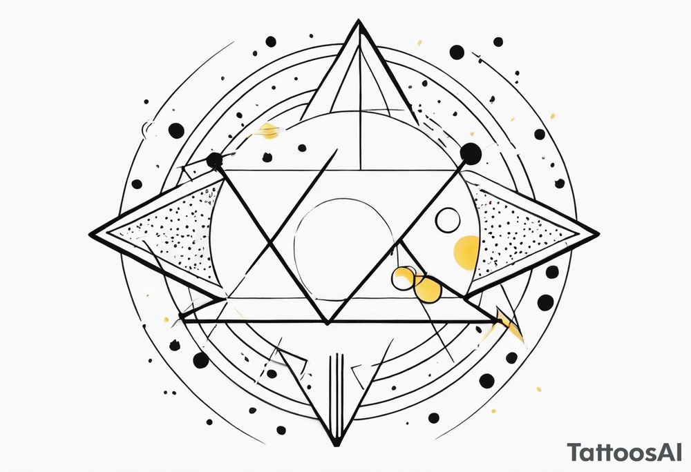 simple sunshine made of black dots with triangles and circles tattoo idea