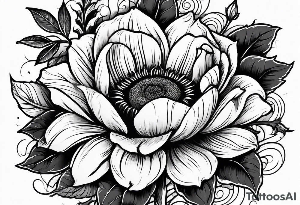 flower rose , sunflower, tattoo idea