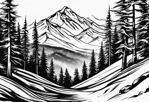 Ski powder mountain tattoo idea