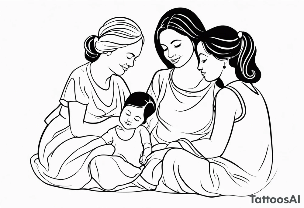A mothers love and bond with 3 daughters a steo daughter and a grand daughter and a grandma tattoo idea