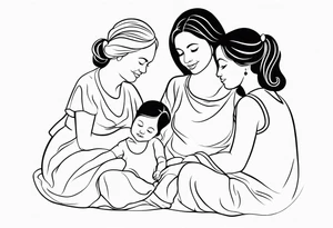A mothers love and bond with 3 daughters a steo daughter and a grand daughter and a grandma tattoo idea