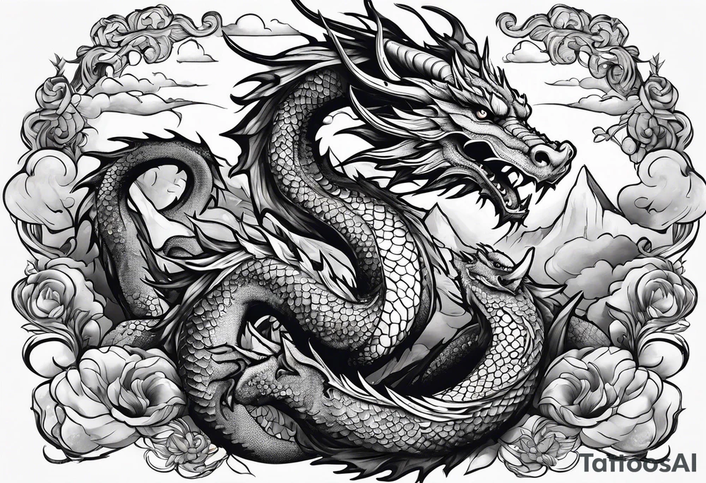 dragon in the sky tattoo idea