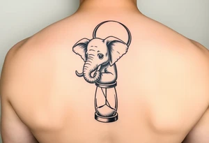 Baby elephant in  hour glass holding autism balloon tattoo idea