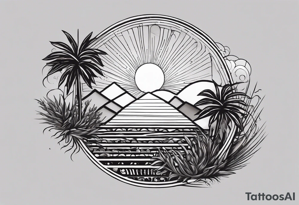 down the outside of the arm starting with a 3d solar representation of 10/01/2011, linear down to a rice grain representation, stylized sun with L.A.R hidden in it, a mischievous pixie or sprite with E.J.R hidden it in tattoo idea