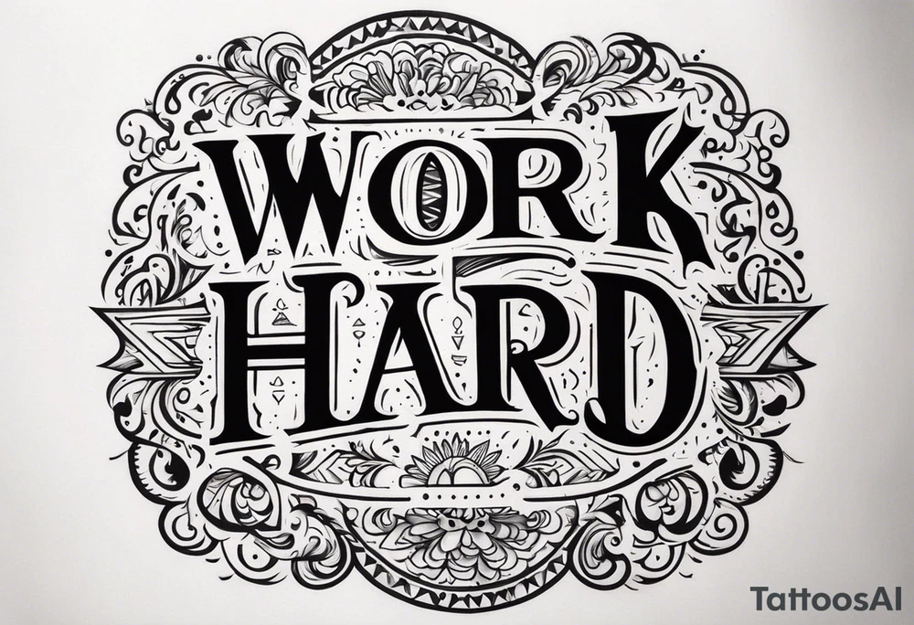 I want a tattoo containing the following two words "work hard" and "play hard". tattoo idea