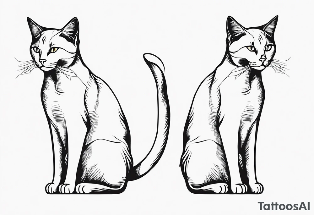 Two cat silhouettes, just outline tattoo idea