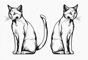 Two cat silhouettes, just outline tattoo idea