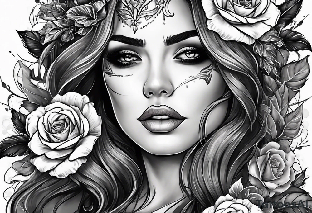 Ugl. Woman waking from her grave as a new beautiful woman tattoo idea