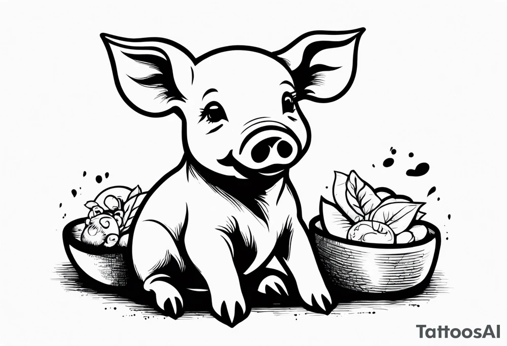 cute piglet.
with text: "friends not food" tattoo idea