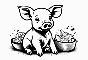 cute piglet.
with text: "friends not food" tattoo idea