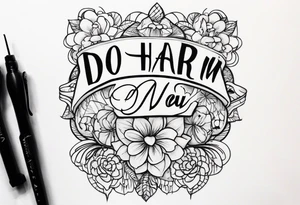 “Do no harm but take no shit” in calligraphy with middle finger and stethoscope for nurse tattoo idea
