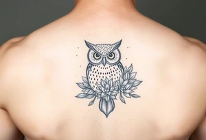 Owl with Succulents tattoo idea