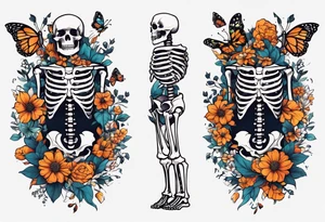 full body skeleton in pieces

 flowers and butterflies
simple design minimal sketch tattoo idea