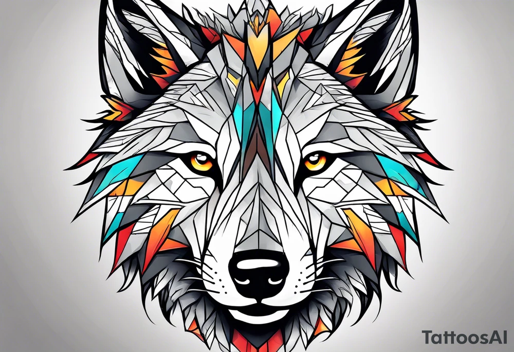 A wolf face tattoo idea
