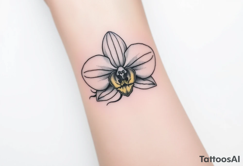 Orchid flower with two butterflies around it tattoo idea
