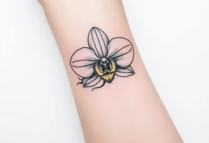 Orchid flower with two butterflies around it tattoo idea