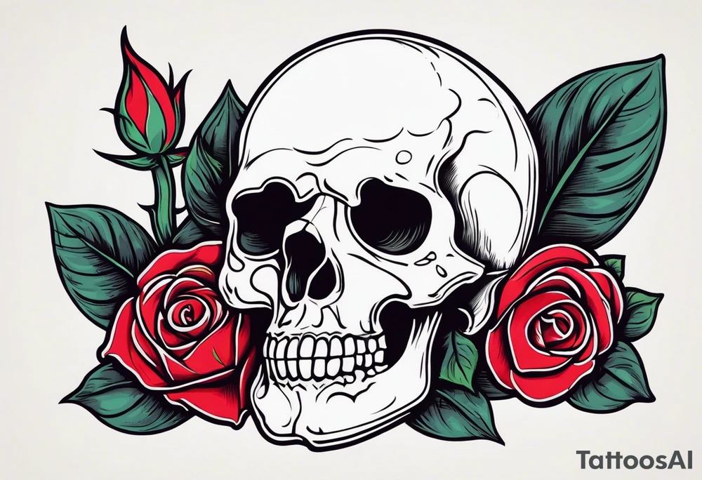 skull with rose tattoo idea