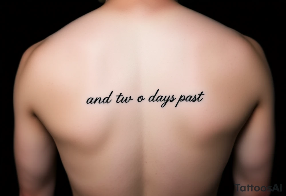 fine line script that says "and two days past" in one line. thin script tattoo idea