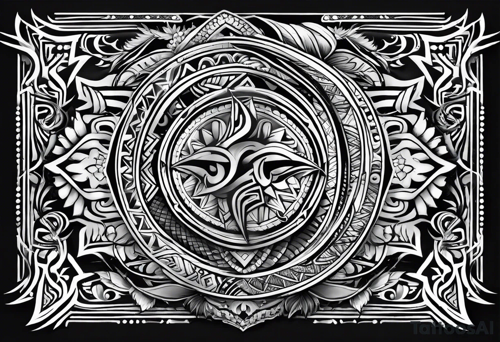 Traditional tribal tattoo with a little hawaiian tribal representing strength, survival, and family tattoo idea