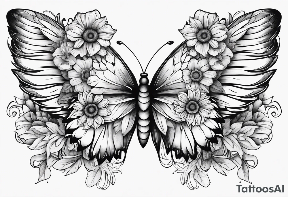 wing, flower, tattoo idea