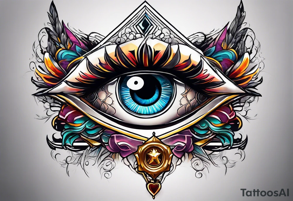 All seeing Eye watching over a battle between life and death tattoo idea