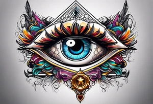 All seeing Eye watching over a battle between life and death tattoo idea