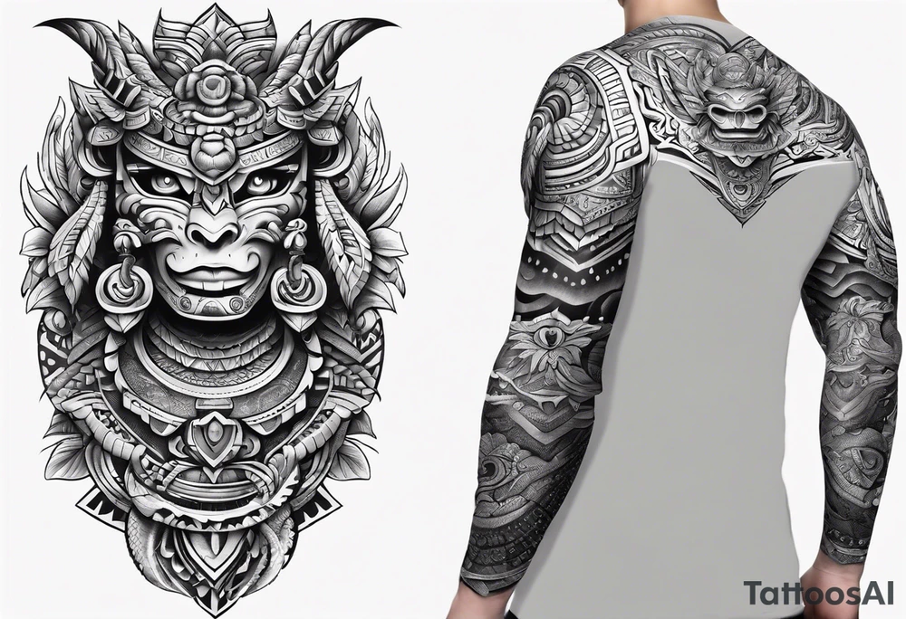 aztec snake sleeve tattoo idea