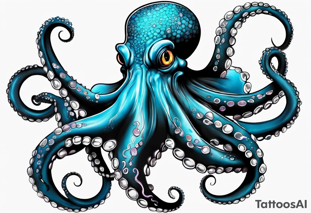 octopus with neon Blue suckers tattoo tattoo idea