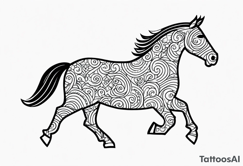 Herring outline filled in with the pattern of a Swedish Dala horse tattoo idea