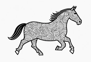 Herring outline filled in with the pattern of a Swedish Dala horse tattoo idea
