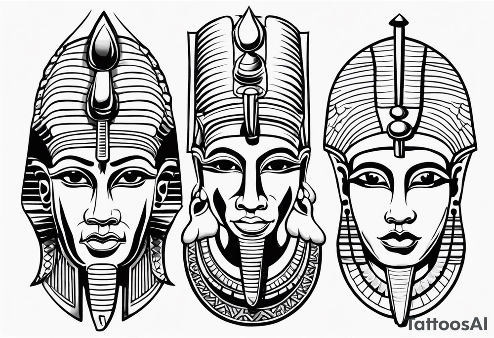 Egyptian See no evil , speak no evil , hear no evil vertical tattoo idea