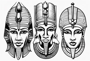 Egyptian See no evil , speak no evil , hear no evil vertical tattoo idea