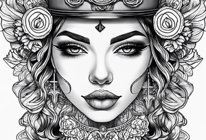Woman face, traditional tattoo style tattoo idea