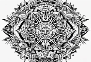 Tribal sleeve with rays of light background tattoo idea