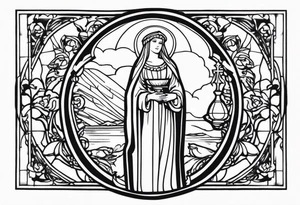 Saint Barbara  full body 
holding a chalice tattoo idea