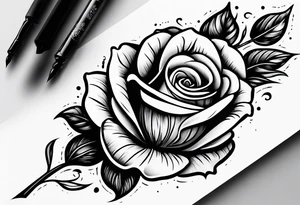 human hand holding a single rose stem tattoo idea
