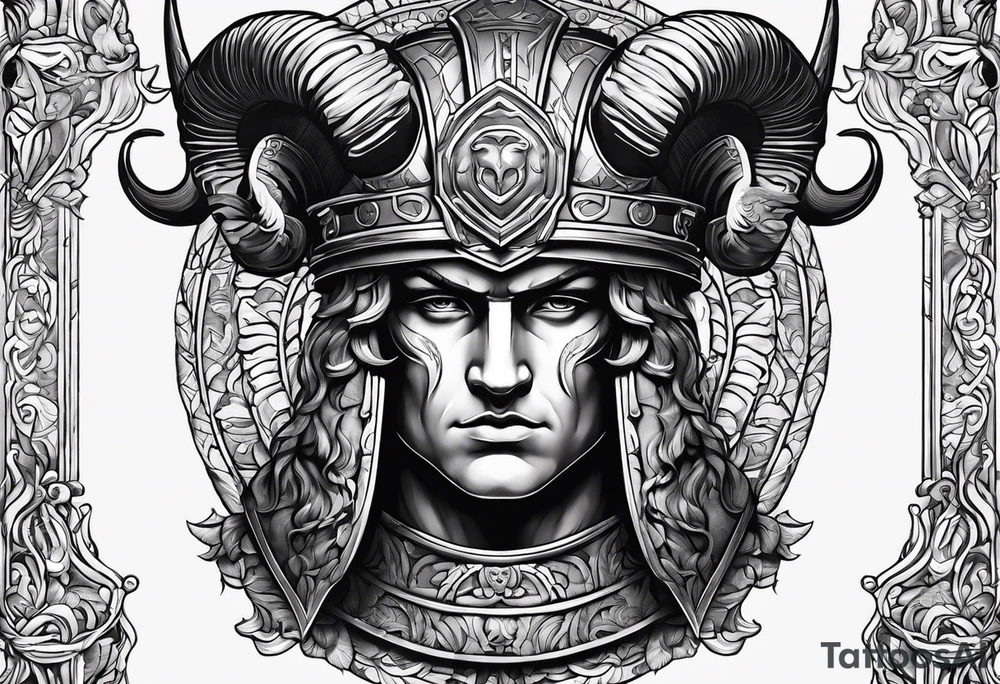 Roman soldier, ram's horns, tattoo idea