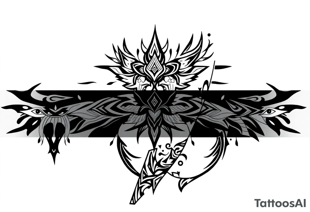 shaman style mytical bold line tattoo idea