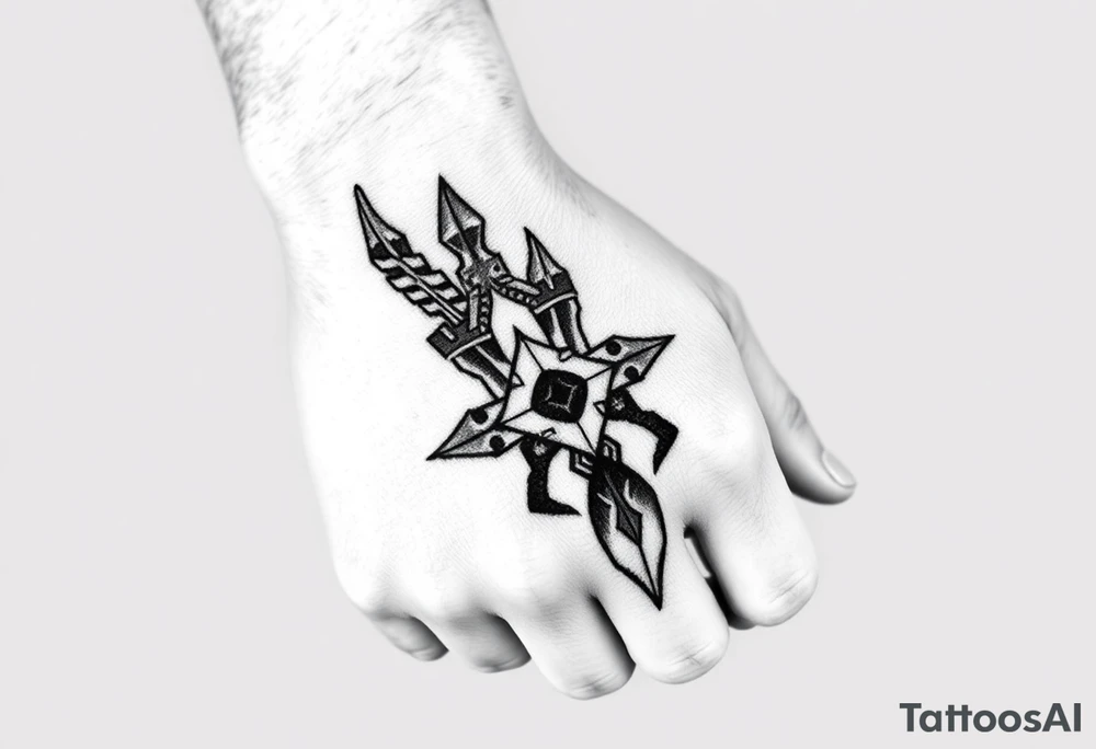 Simple large norse themed, covering the hand, going up the fingers and down the wrist. tattoo idea