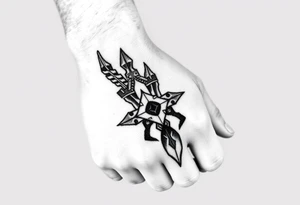 Simple large norse themed, covering the hand, going up the fingers and down the wrist. tattoo idea
