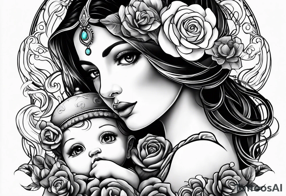 Mom aries and 2 small aries as children tattoo idea