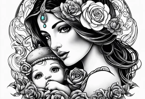 Mom aries and 2 small aries as children tattoo idea