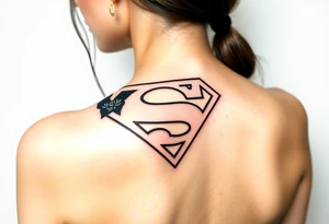 A black and carrying a Superman logo on its back tattoo idea