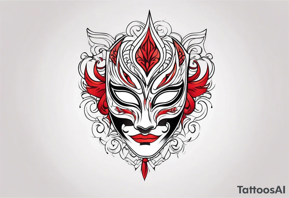 Male masquerade mask with red smoke tattoo idea