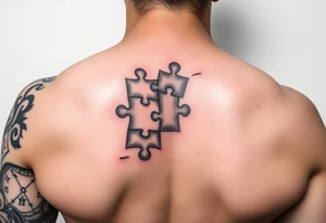 Left full arm sleeve with autism puzzle pieces with color tattoo idea
